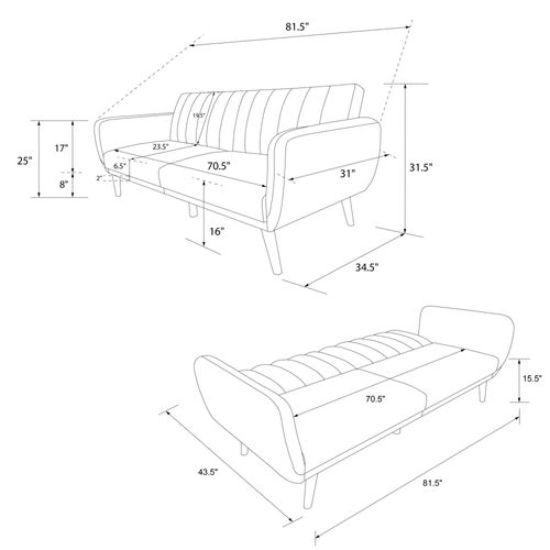 Brittany-canapé Lit 3 Places En Lin Gris Foncé