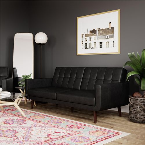 Nola-canapé-lit 3 Places En Simili Cuir Noir
