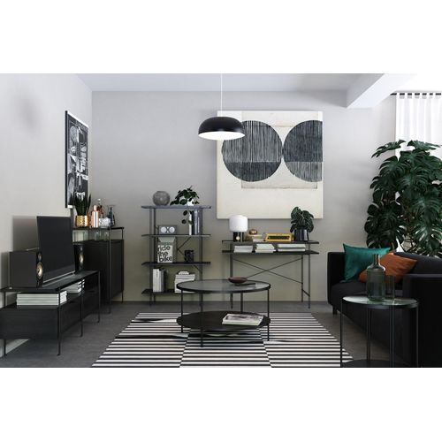 Wainwright - Bureau D'ordinateur En Verre Transparent Et Cadre En Métal Noir