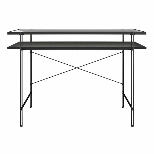 Wainwright - Bureau D'ordinateur En Verre Transparent Et Cadre En Métal Noir