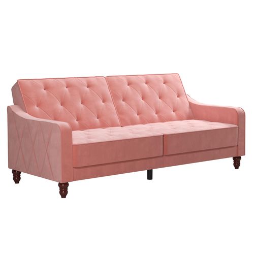 Vintage Tufted-canapé-lit 3 Places En Velours Rose