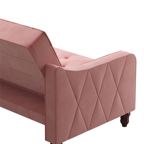 Vintage Tufted-canapé-lit 3 Places En Velours Rose
