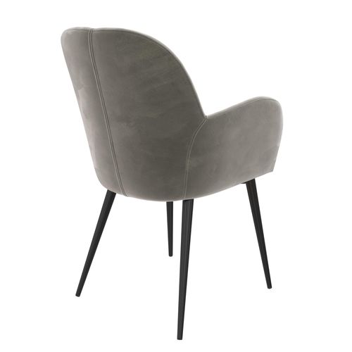 Fitz-chaise Tapissée En Gris Velours Et Pieds En Métal Noir