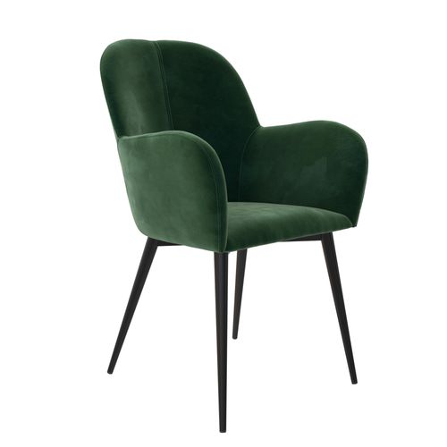 Fitz-chaise Tapissée En Velours Vert Et Pieds En Métal Noir