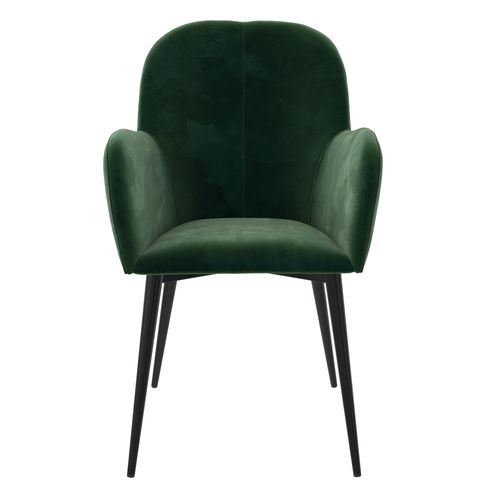 Fitz-chaise Tapissée En Velours Vert Et Pieds En Métal Noir