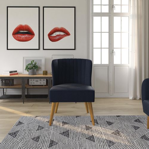 Brittany-chaise D'appoint Tapissée En Lin Bleu Marine