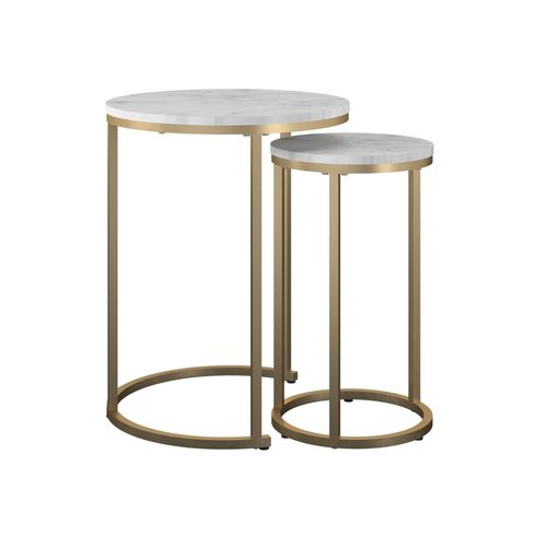 Amelia - Tables Gigognes En Mdf Blanc Marbre