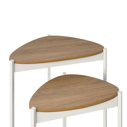 Tallulah-tables Gigognes En Mdf Noyer Et Cadre En Métal Blanc