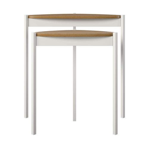 Tallulah-tables Gigognes En Mdf Noyer Et Cadre En Métal Blanc