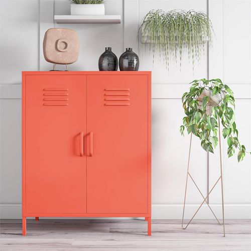 Cache - Armoire à 2 Portes En Métal Orange