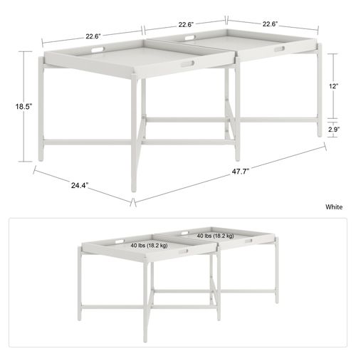 Poly-table Basse Avec Plateau Amovible En Mdf Blanc