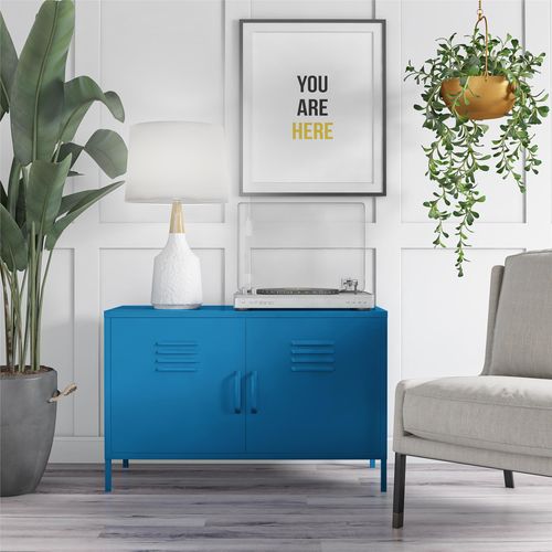 Cache - Armoire à 2 Portes En Métal Bleu