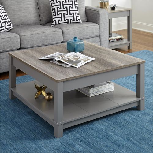Carver - Table Basse Avec 1 Étagère En Mélaminé Gris