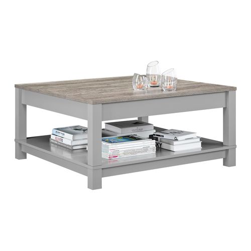 Carver - Table Basse Avec 1 Étagère En Mélaminé Gris