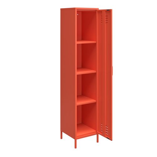 Cache - Armoire Haute Avec 1 Porte En Métal Orange