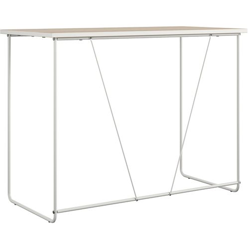 Dante-bureau D'ordinateur En Aggloméré Nature Et Cadre En Métal Blanc