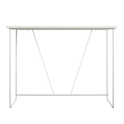 Dante-bureau D'ordinateur En Aggloméré Nature Et Cadre En Métal Blanc