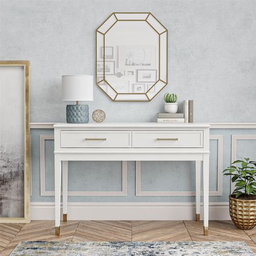 Westerleigh - Table Console Avec 2 Tiroirs En Mélaminé Blanc