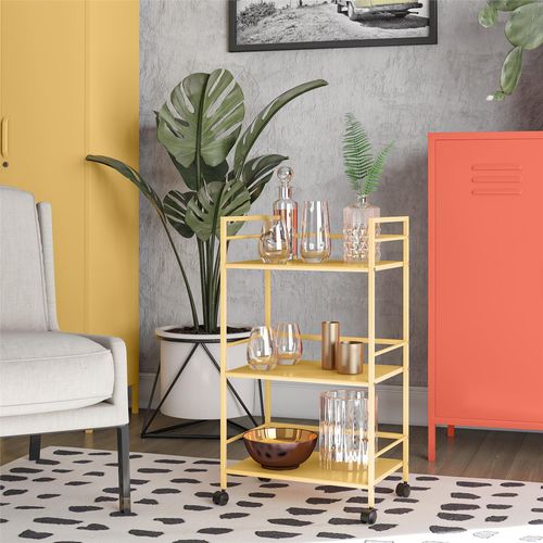 Cache-chariot à Roulettes En Métal Jaune