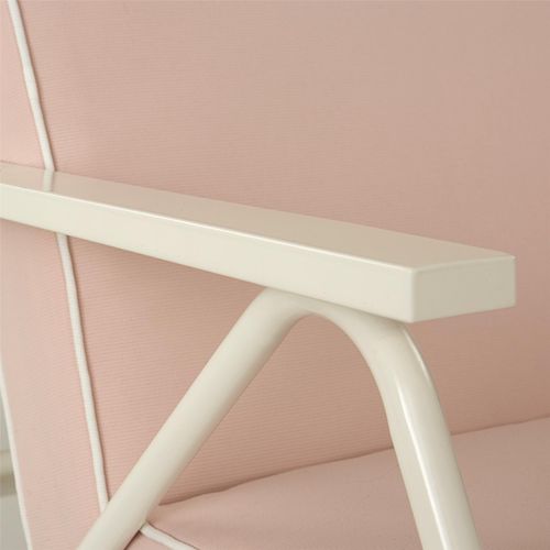 Connie-chaise Longue D'extérieur En Oléfine Rose Water Et Structure En Acier Blanc