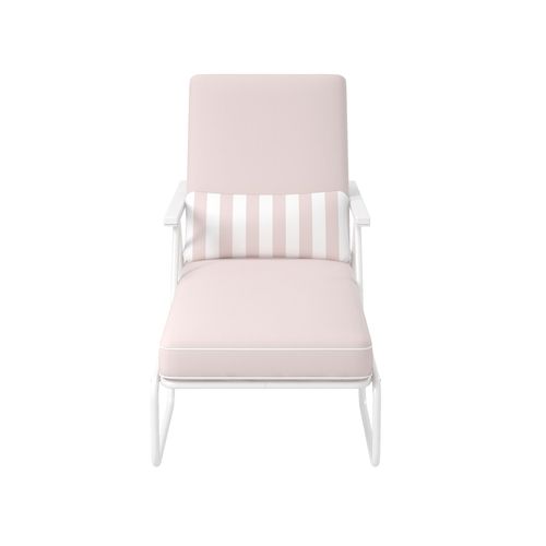 Connie-chaise Longue D'extérieur En Oléfine Rose Water Et Structure En Acier Blanc