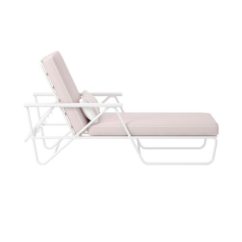 Connie-chaise Longue D'extérieur En Oléfine Rose Water Et Structure En Acier Blanc