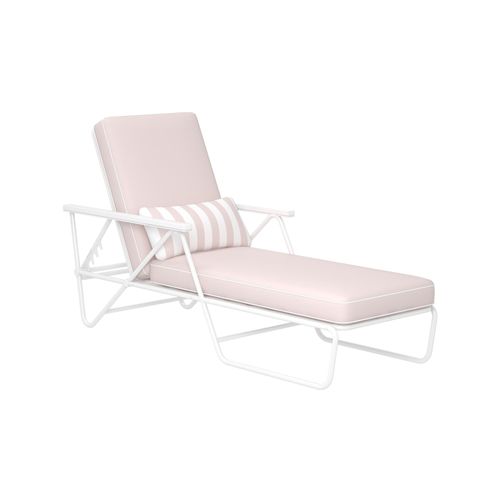 Connie-chaise Longue D'extérieur En Oléfine Rose Water Et Structure En Acier Blanc