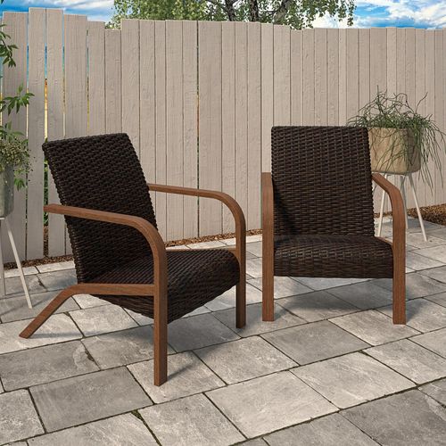 Smartwick-lot De 2 Chaises Longues En Résine Marron Foncé