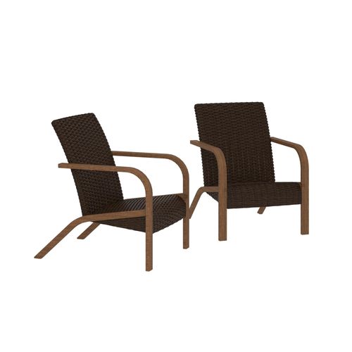 Smartwick-lot De 2 Chaises Longues En Résine Marron Foncé
