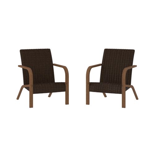 Smartwick-lot De 2 Chaises Longues En Résine Marron Foncé