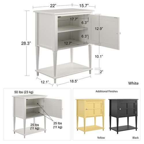 Fairmont-table D'appoint Avec 1 Porte En Mdf Blanc Cassé