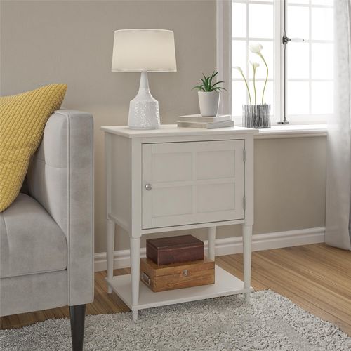 Fairmont-table D'appoint Avec 1 Porte En Mdf Blanc Cassé