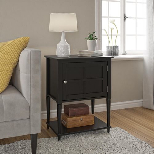 Fairmont-table D'appoint Avec 1 Porte En Mdf Noir