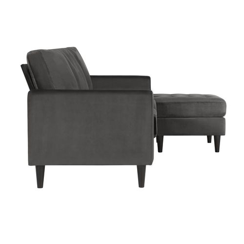 Strummer-canapé 3 Places Avec Chaise Longue En Gris Velours