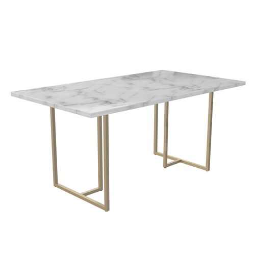 Astor - Table à Manger En Effet Marbre Blanc 8 Personnes L160