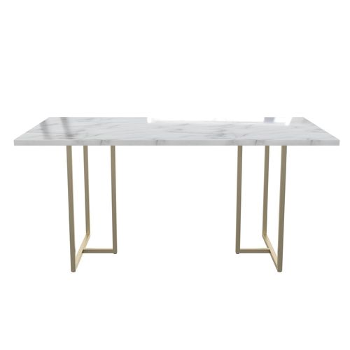 Astor - Table à Manger En Effet Marbre Blanc 8 Personnes L160