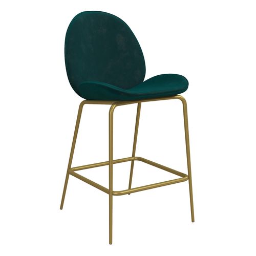 Astor-tabouret De Bar Rembourré En Velours Vert Avec Pieds En Laiton