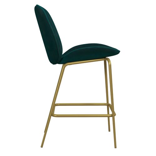 Astor-tabouret De Bar Rembourré En Velours Vert Avec Pieds En Laiton