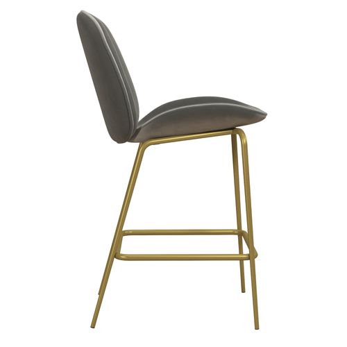 Astor-tabouret De Bar Rembourré En Velours Gris Clair Avec Pieds En Laiton