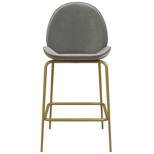 Astor-tabouret De Bar Rembourré En Velours Gris Clair Avec Pieds En Laiton