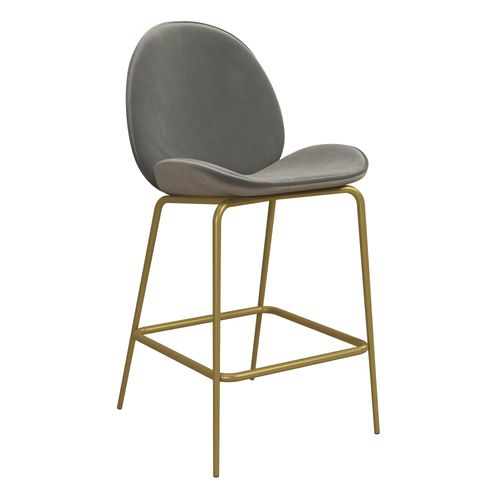 Astor-tabouret De Bar Rembourré En Velours Gris Clair Avec Pieds En Laiton