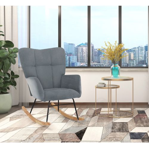 Elza - Fauteuil à Bascule En Velours Gris