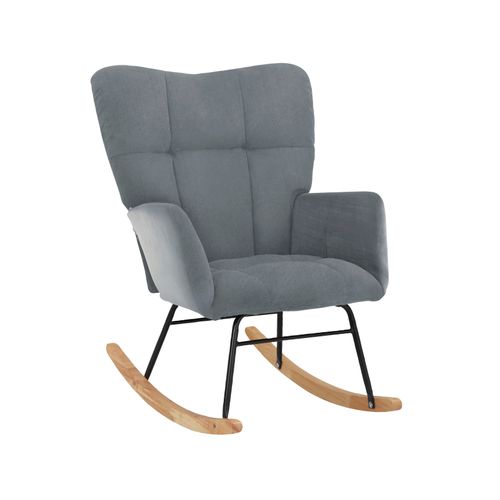 Elza - Fauteuil à Bascule En Velours Gris