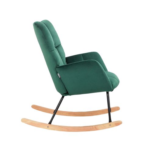 Elza - Fauteuil à Bascule En Velours Vert