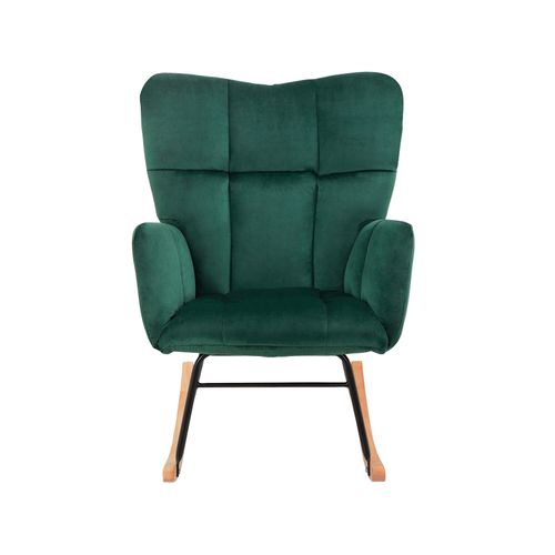 Elza - Fauteuil à Bascule En Velours Vert