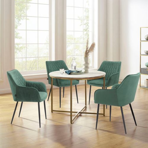 Maro - Table à Manger En Effet Marbre 4 Personnes D90