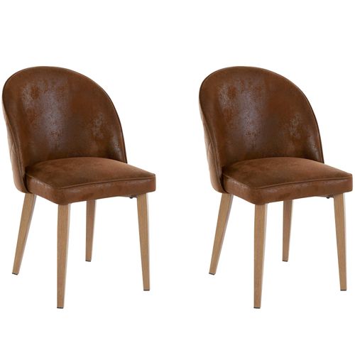 Paola-chaise De Salle à Manger 2 Pack En Microfibre Marron