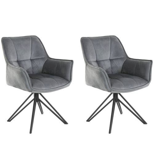 Ciana-lot De 2 Fauteuils En Velours Gris