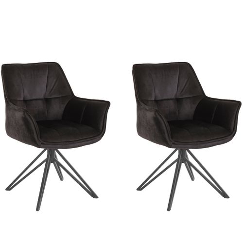 Ciana-lot De 2 Fauteuils En Velours Noir