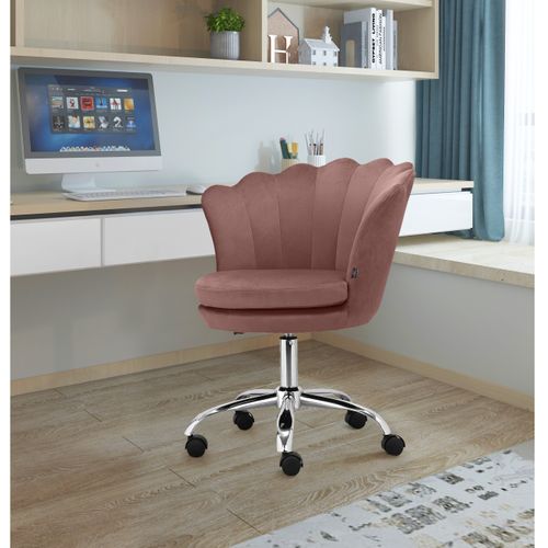 Wendy - Chaise De Bureau Tapissée En Velours Rose